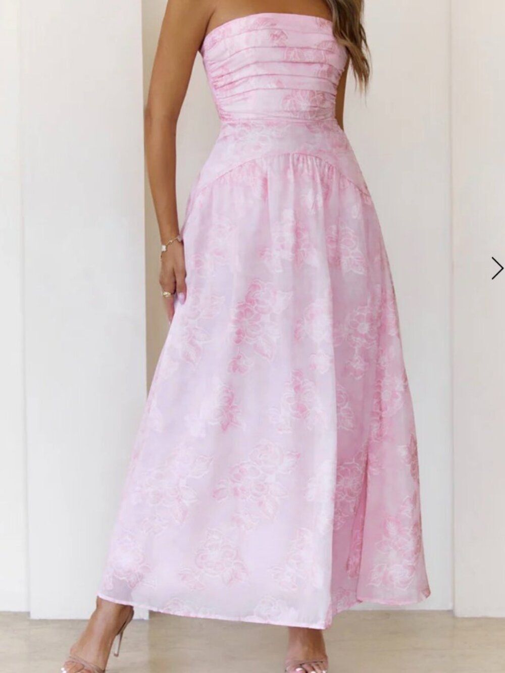 Hello Molly Pink Floral Strapless Maxi Dress Size 6